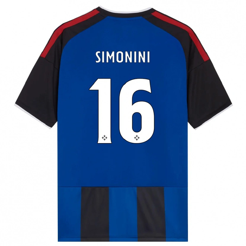 Danxen Barn Nicolò Simonini #16 Svart Röd Vit Blå Hemmatröja Matchtröjor 2026/27 Tröjor T-Tröja