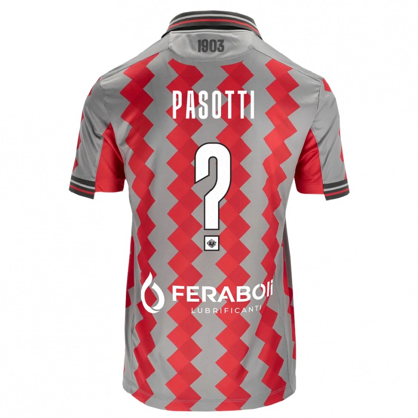 Danxen Barn Fabrizio Pasotti #0 Grå Röd Vit Hemmatröja Matchtröjor 2026/27 Tröjor T-Tröja