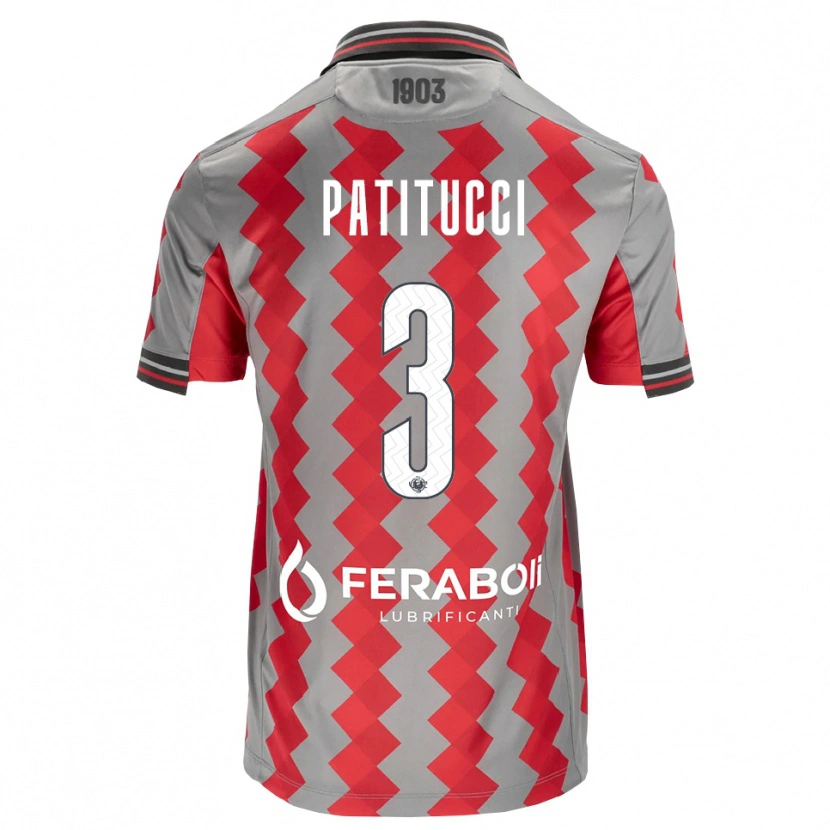 Danxen Barn Christian Patitucci #3 Grå Röd Vit Hemmatröja Matchtröjor 2026/27 Tröjor T-Tröja