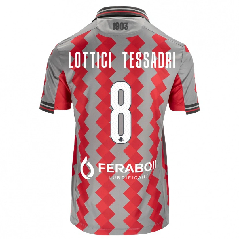 Danxen Barn Simone Lottici Tessadri #8 Grå Röd Vit Hemmatröja Matchtröjor 2026/27 Tröjor T-Tröja