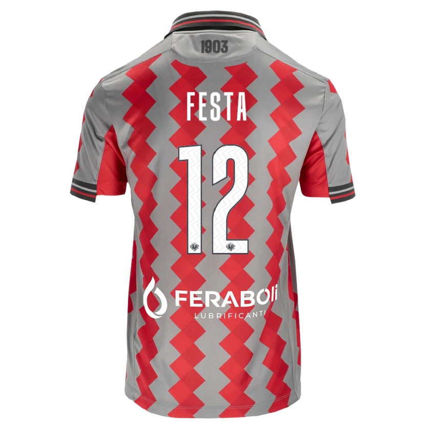Danxen Barn Marco Festa #12 Grå Röd Vit Hemmatröja Matchtröjor 2026/27 Tröjor T-Tröja