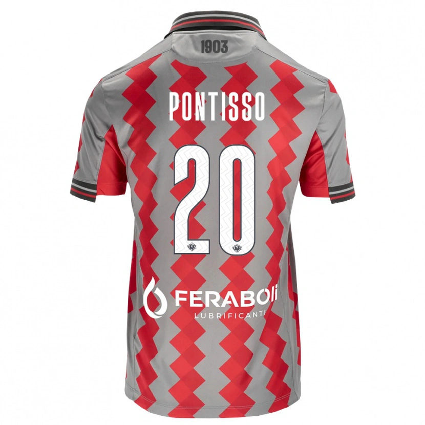 Danxen Barn Simone Pontisso #20 Grå Röd Vit Hemmatröja Matchtröjor 2026/27 Tröjor T-Tröja