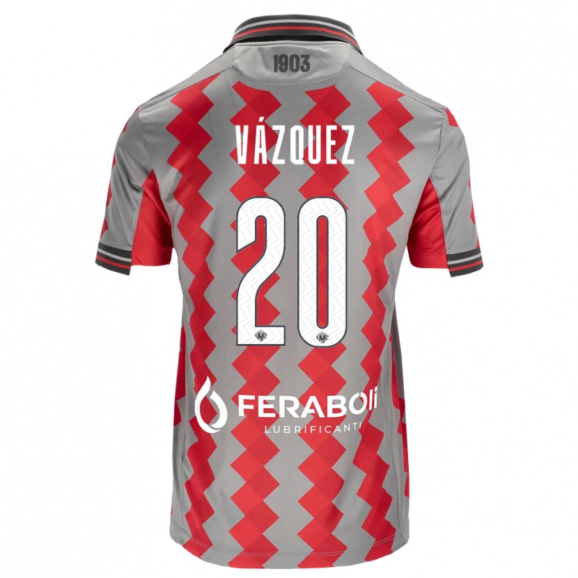 Danxen Barn Franco Vázquez #20 Grå Röd Vit Hemmatröja Matchtröjor 2026/27 Tröjor T-Tröja