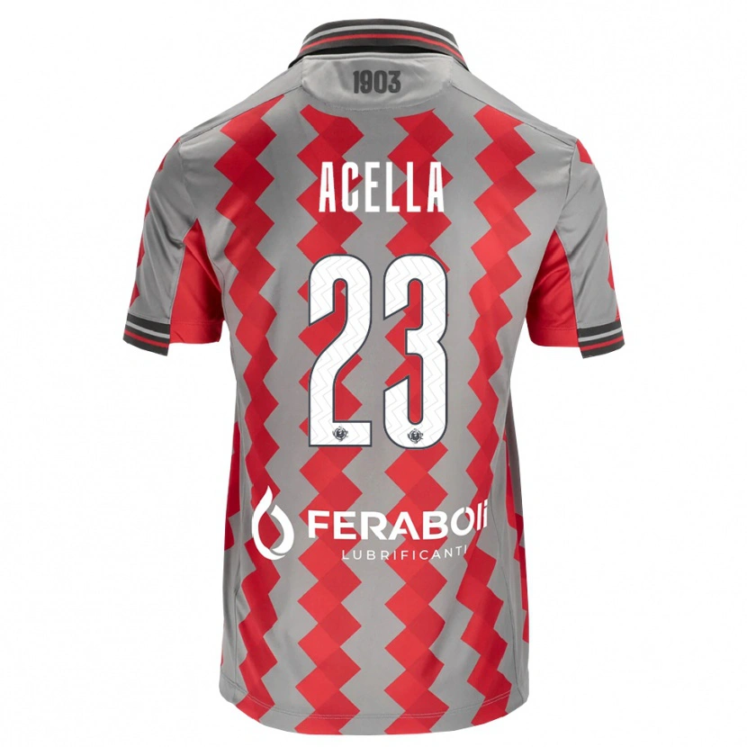 Danxen Barn Christian Acella #23 Grå Röd Vit Hemmatröja Matchtröjor 2026/27 Tröjor T-Tröja