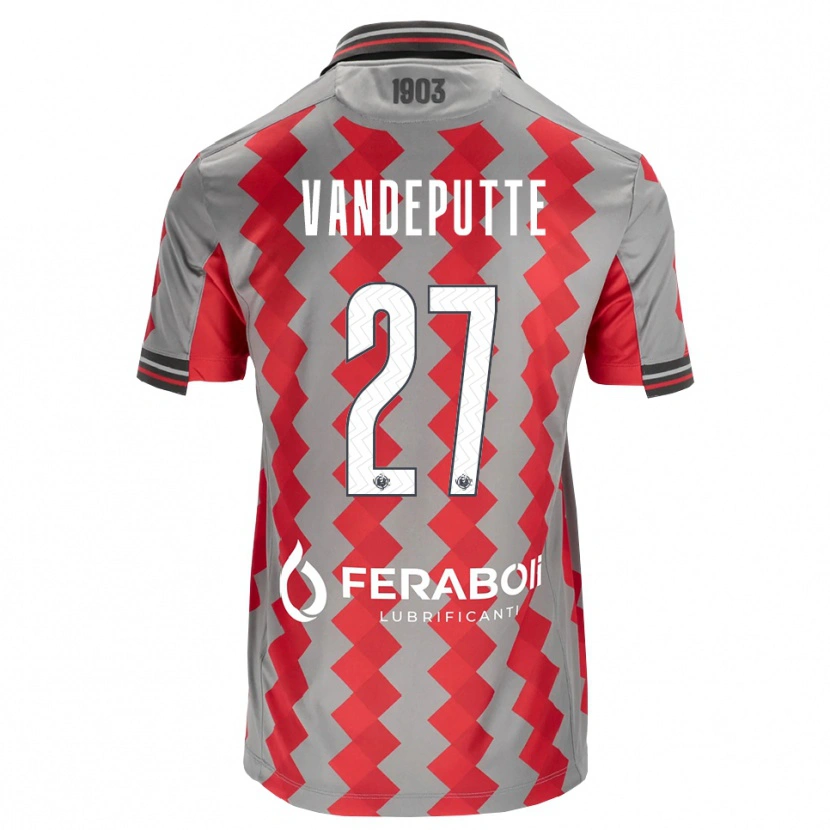 Danxen Barn Jari Vandeputte #27 Grå Röd Vit Hemmatröja Matchtröjor 2026/27 Tröjor T-Tröja