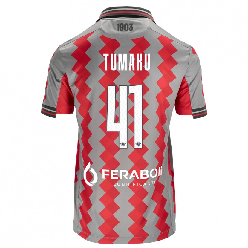 Danxen Barn Niccolò Tumaku #41 Grå Röd Vit Hemmatröja Matchtröjor 2026/27 Tröjor T-Tröja