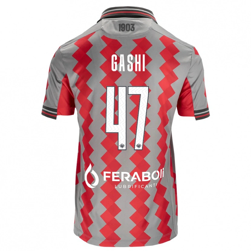 Danxen Barn Eduart Gashi #47 Grå Röd Vit Hemmatröja Matchtröjor 2026/27 Tröjor T-Tröja