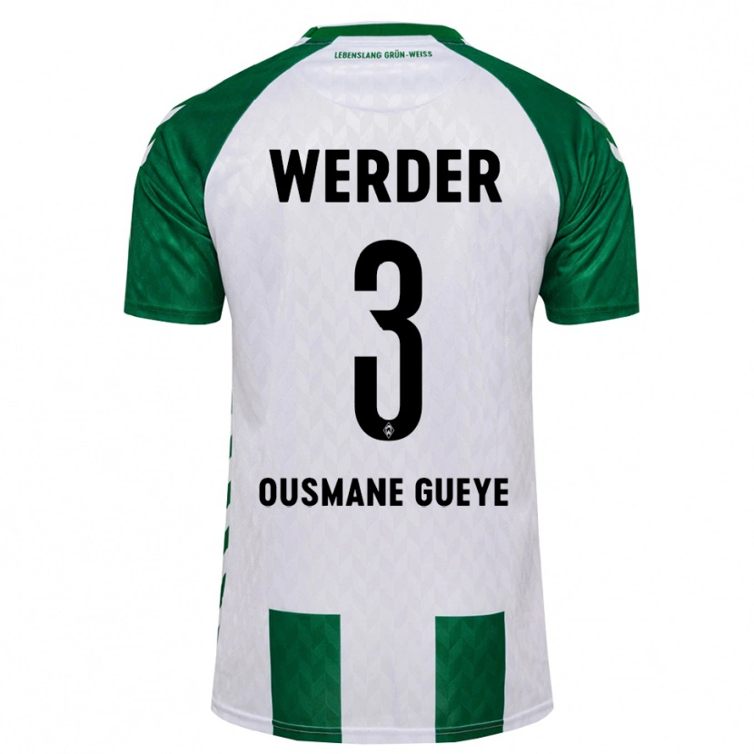 Danxen Barn Papa Ousmane Gueye #3 Grön Vit Hemmatröja Matchtröjor 2026/27 Tröjor T-Tröja