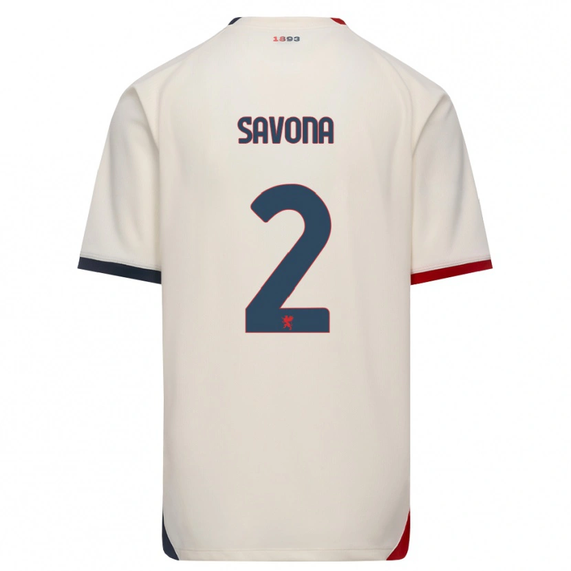 Danxen Barn Giuseppe Savona #2 Off-White Röd Bortatröja Matchtröjor 2026/27 Tröjor T-Tröja