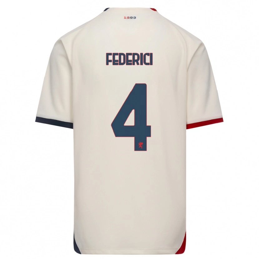 Danxen Barn Matteo Federici #4 Off-White Röd Bortatröja Matchtröjor 2026/27 Tröjor T-Tröja