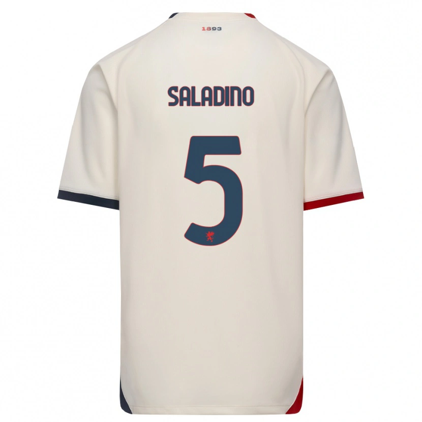 Danxen Barn Luca Saladino #5 Off-White Röd Bortatröja Matchtröjor 2026/27 Tröjor T-Tröja