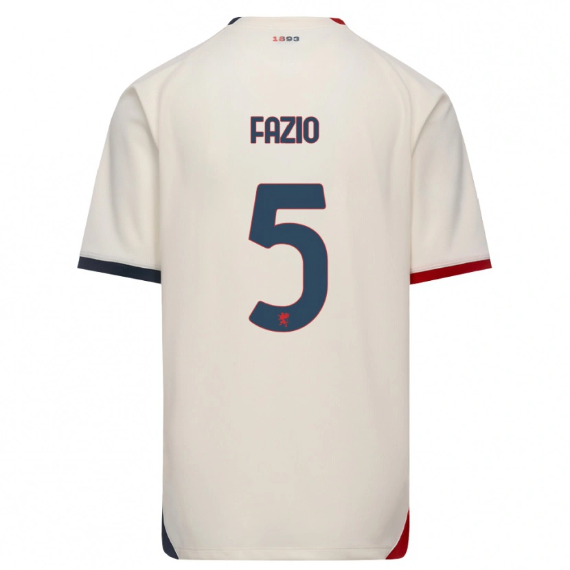 Danxen Barn Lorenzo Fazio #5 Off-White Röd Bortatröja Matchtröjor 2026/27 Tröjor T-Tröja