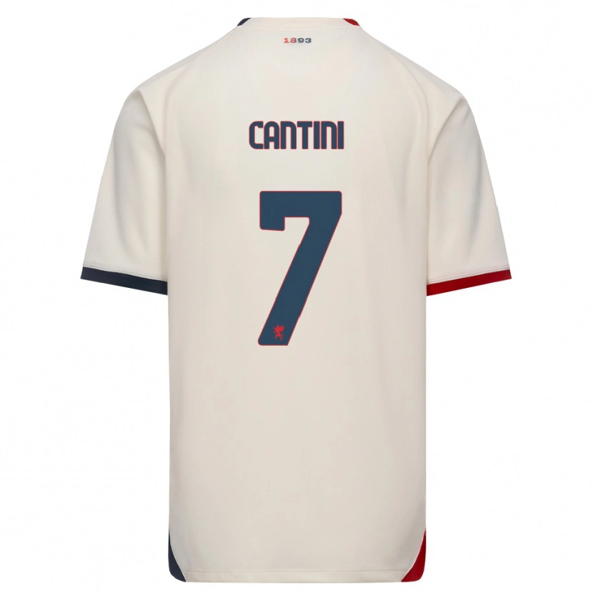 Danxen Barn Riccardo Cantini #7 Off-White Röd Bortatröja Matchtröjor 2026/27 Tröjor T-Tröja