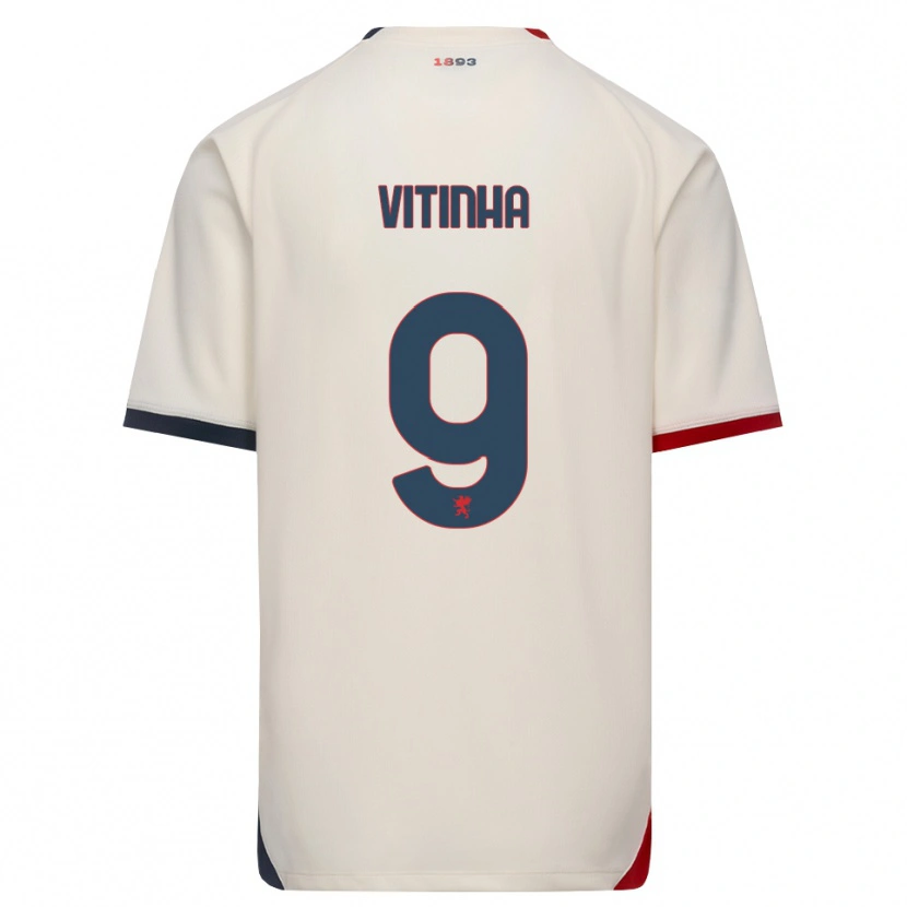 Danxen Barn Vítor Manuel Carvalho Oliveira #9 Off-White Röd Bortatröja Matchtröjor 2026/27 Tröjor T-Tröja