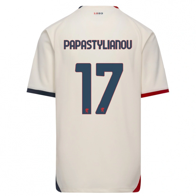 Danxen Barn Lysandros Andreas Papastylianou #17 Off-White Röd Bortatröja Matchtröjor 2026/27 Tröjor T-Tröja