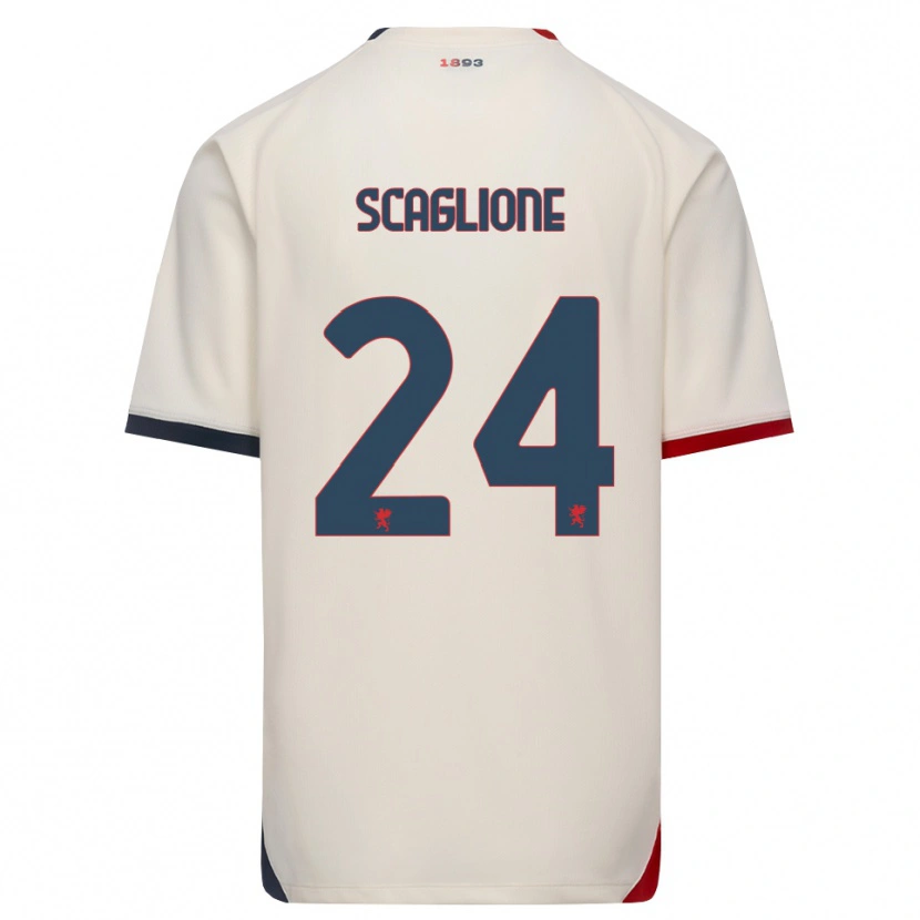 Danxen Barn Roberto Scaglione #24 Off-White Röd Bortatröja Matchtröjor 2026/27 Tröjor T-Tröja