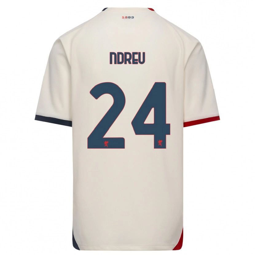 Danxen Barn Rikardo Ndreu #24 Off-White Röd Bortatröja Matchtröjor 2026/27 Tröjor T-Tröja