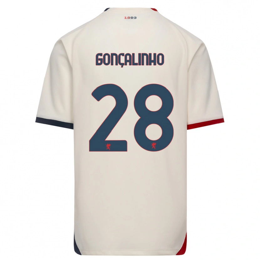 Danxen Barn João Gonçalinho #28 Off-White Röd Bortatröja Matchtröjor 2026/27 Tröjor T-Tröja