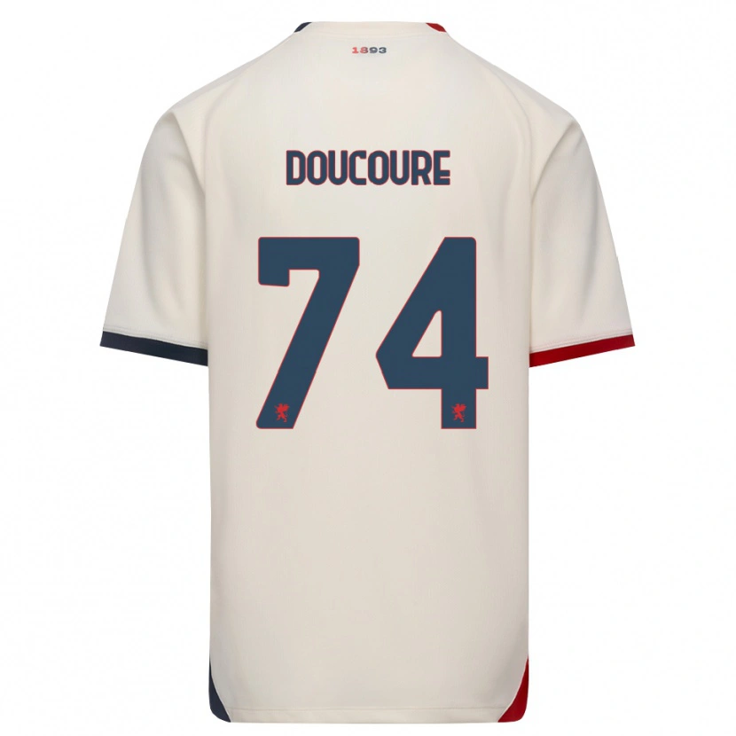 Danxen Barn Mamedi Doucouré #74 Off-White Röd Bortatröja Matchtröjor 2026/27 Tröjor T-Tröja