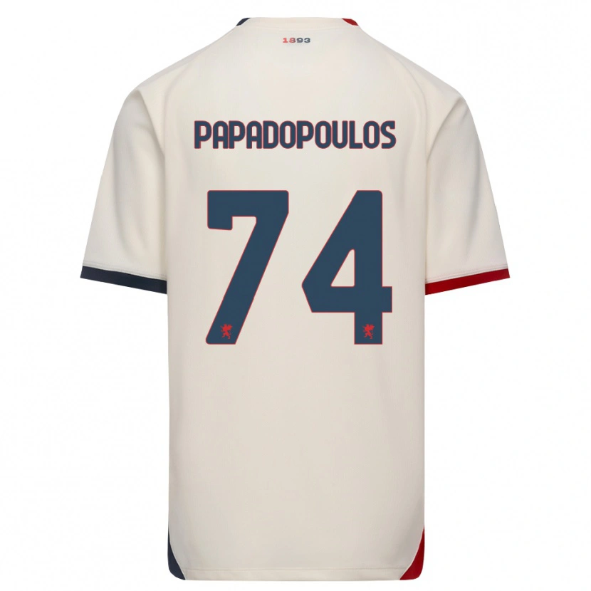 Danxen Barn Christos Papadopoulos #74 Off-White Röd Bortatröja Matchtröjor 2026/27 Tröjor T-Tröja