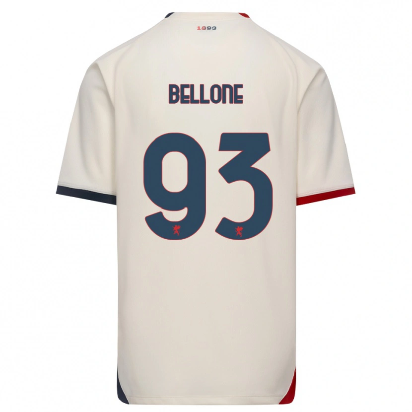 Danxen Barn Francesco Bellone #93 Off-White Röd Bortatröja Matchtröjor 2026/27 Tröjor T-Tröja