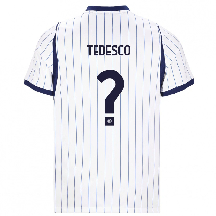 Danxen Barn Gabriel Tedesco #0 Vit Marinblå Bortatröja Matchtröjor 2026/27 Tröjor T-Tröja