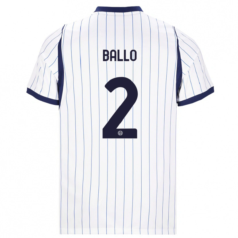 Danxen Barn Lamine Ballo #2 Vit Marinblå Bortatröja Matchtröjor 2026/27 Tröjor T-Tröja