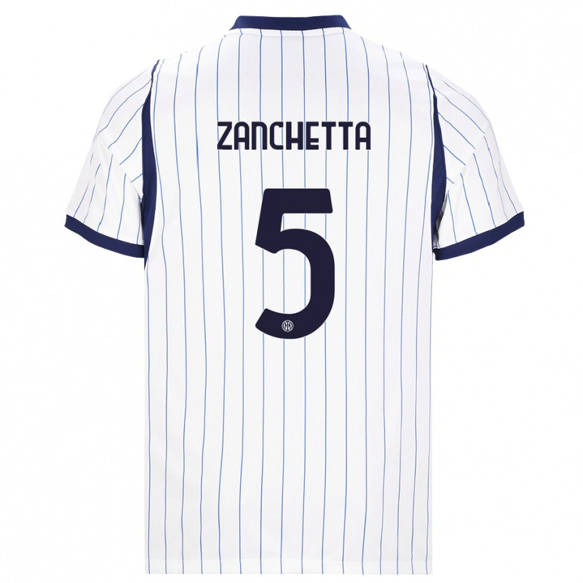 Danxen Barn Mattia Zanchetta #5 Vit Marinblå Bortatröja Matchtröjor 2026/27 Tröjor T-Tröja
