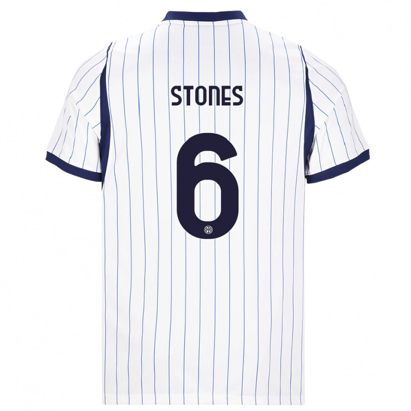 Danxen Barn John Stones #6 Vit Marinblå Bortatröja Matchtröjor 2026/27 Tröjor T-Tröja