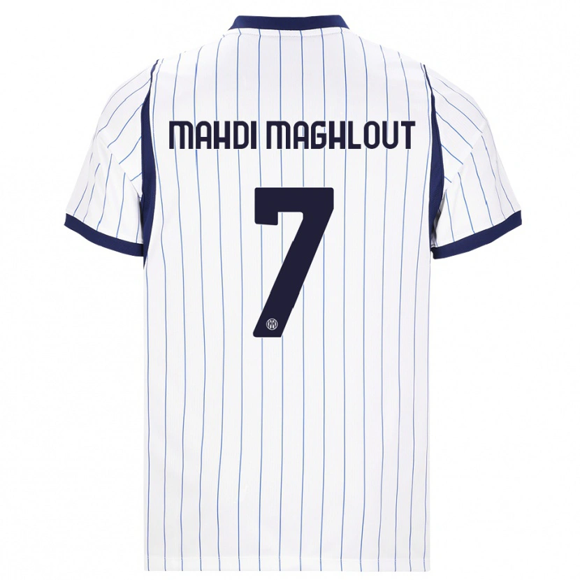 Danxen Barn Ali Mahdi Maghlout #7 Vit Marinblå Bortatröja Matchtröjor 2026/27 Tröjor T-Tröja
