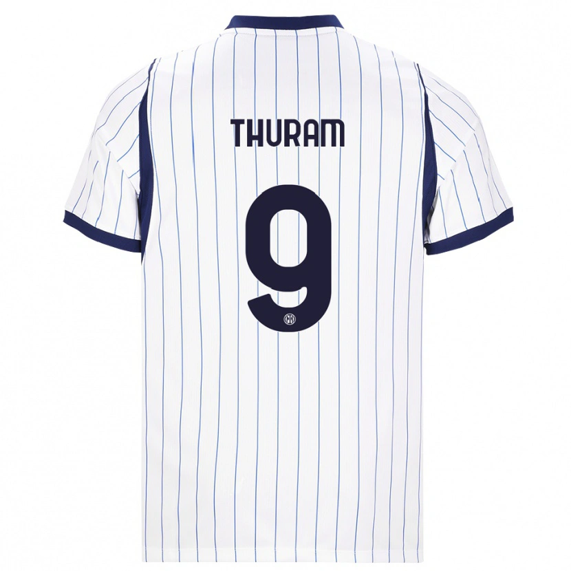 Danxen Barn Marcus Thuram #9 Vit Marinblå Bortatröja Matchtröjor 2026/27 Tröjor T-Tröja