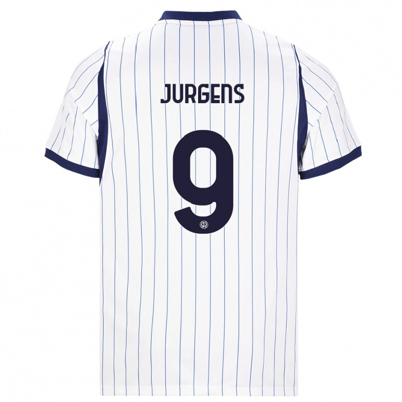 Danxen Barn Oliver Jurgens #9 Vit Marinblå Bortatröja Matchtröjor 2026/27 Tröjor T-Tröja