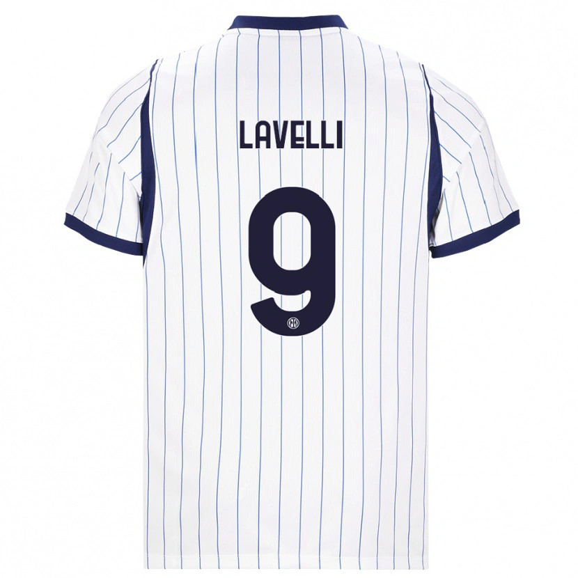 Danxen Barn Matteo Lavelli #9 Vit Marinblå Bortatröja Matchtröjor 2026/27 Tröjor T-Tröja