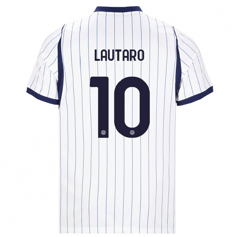 Danxen Barn Lautaro Martínez #10 Vit Marinblå Bortatröja Matchtröjor 2026/27 Tröjor T-Tröja