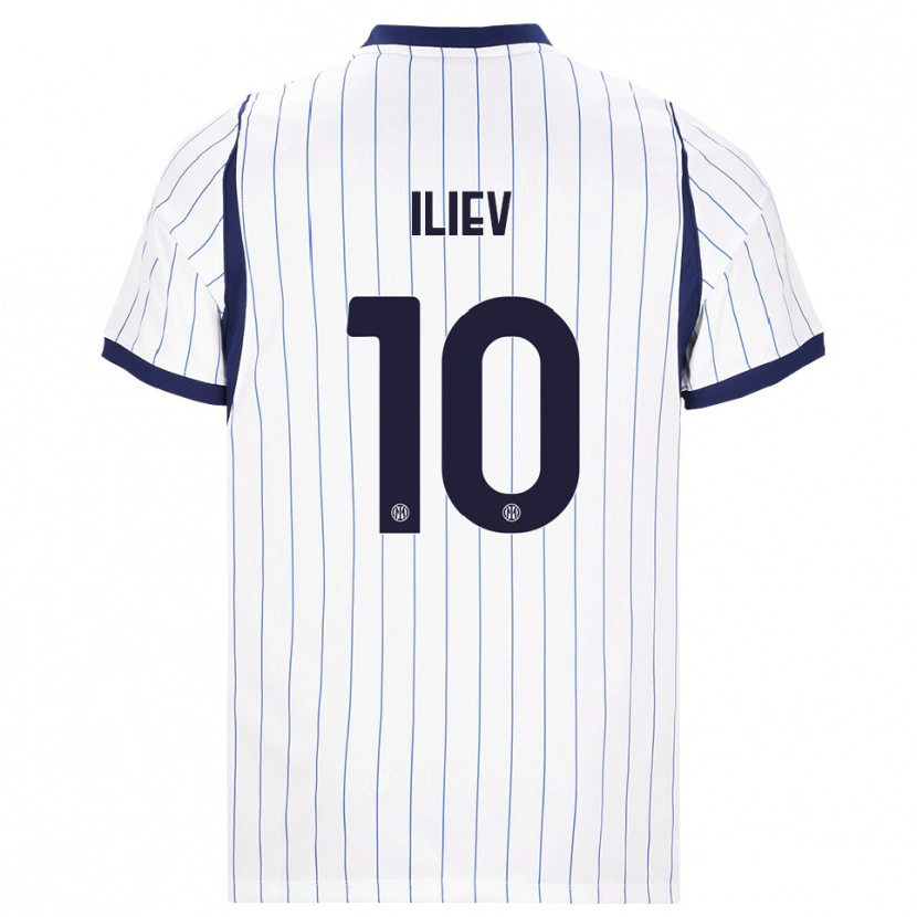 Danxen Barn Nikola Iliev #10 Vit Marinblå Bortatröja Matchtröjor 2026/27 Tröjor T-Tröja