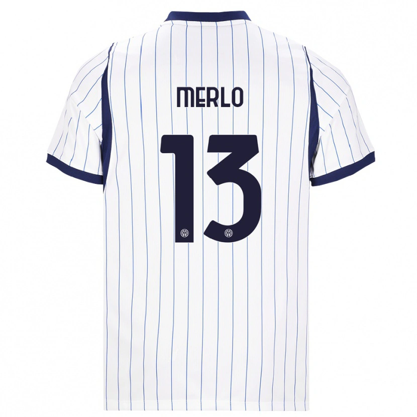 Danxen Barn Beatrice Merlo #13 Vit Marinblå Bortatröja Matchtröjor 2026/27 Tröjor T-Tröja