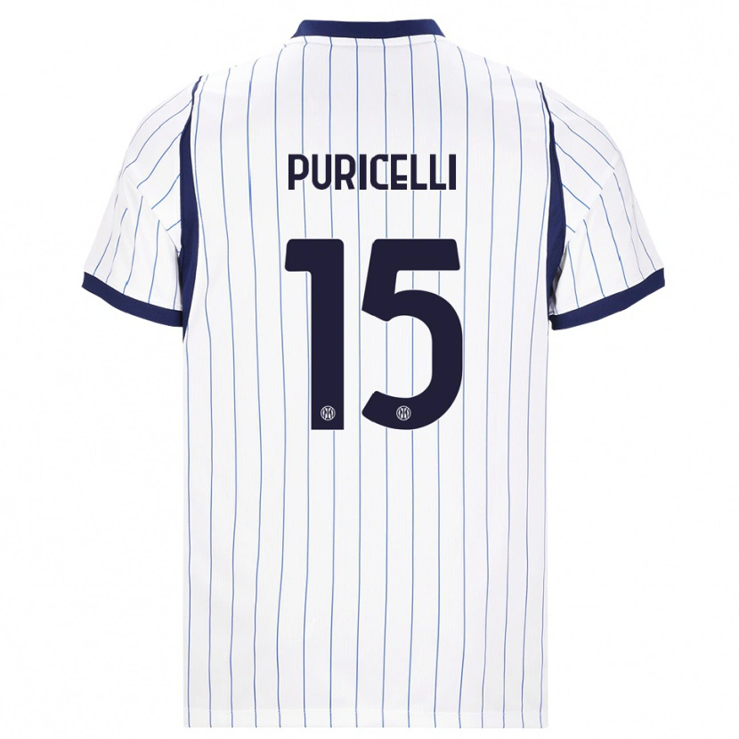 Danxen Barn Lorenzo Puricelli #15 Vit Marinblå Bortatröja Matchtröjor 2026/27 Tröjor T-Tröja