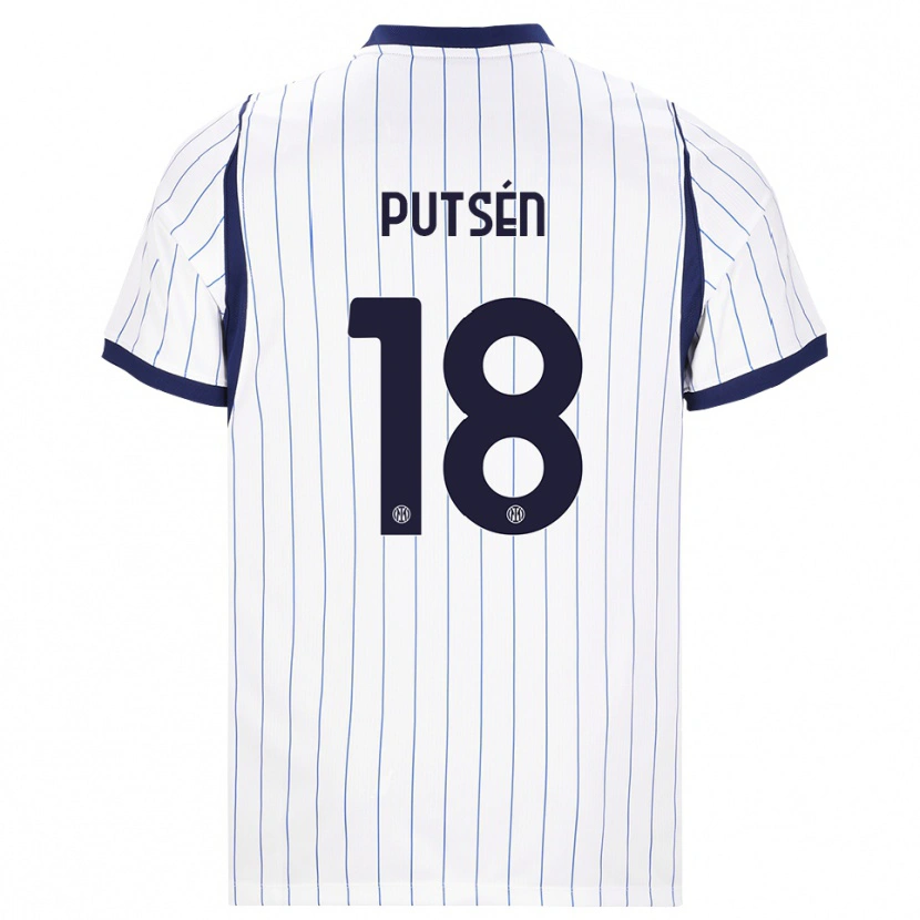 Danxen Barn Dino Putsén #18 Vit Marinblå Bortatröja Matchtröjor 2026/27 Tröjor T-Tröja