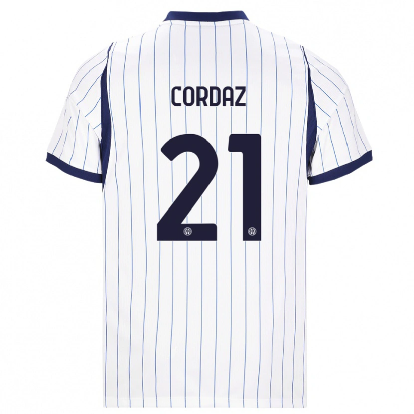 Danxen Barn Alex Cordaz #21 Vit Marinblå Bortatröja Matchtröjor 2026/27 Tröjor T-Tröja