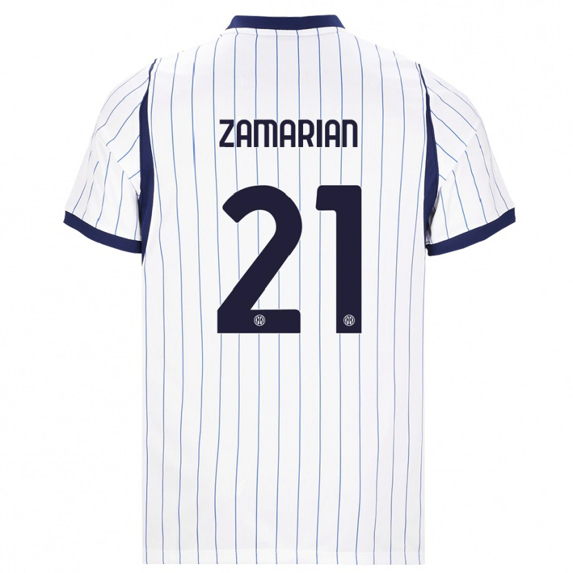 Danxen Barn Matteo Zamarian #21 Vit Marinblå Bortatröja Matchtröjor 2026/27 Tröjor T-Tröja