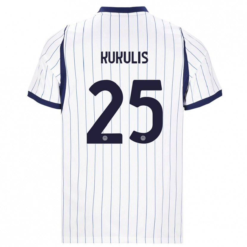 Danxen Barn Roberts Kukulis #25 Vit Marinblå Bortatröja Matchtröjor 2026/27 Tröjor T-Tröja
