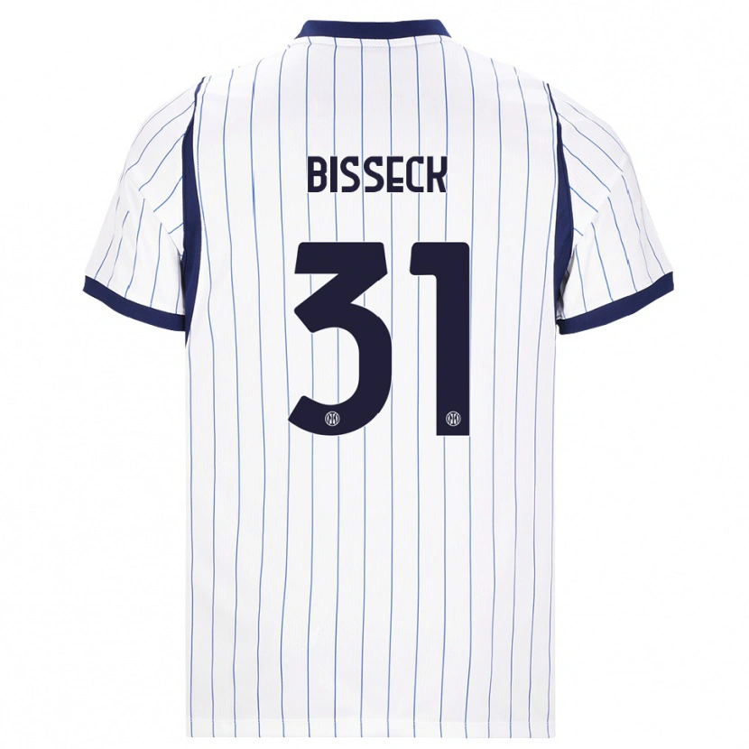 Danxen Barn Yann Bisseck #31 Vit Marinblå Bortatröja Matchtröjor 2026/27 Tröjor T-Tröja