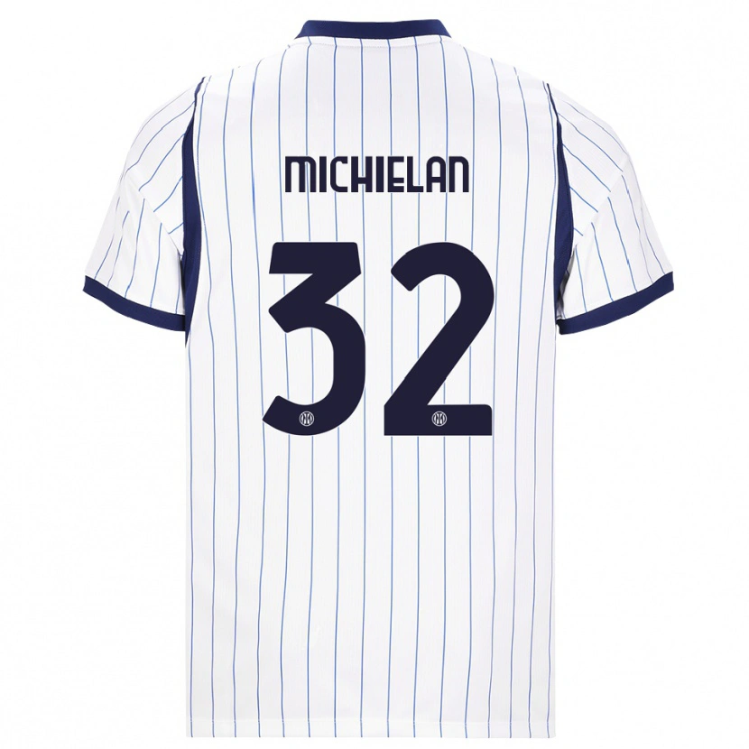 Danxen Barn Mattia Michielan #32 Vit Marinblå Bortatröja Matchtröjor 2026/27 Tröjor T-Tröja