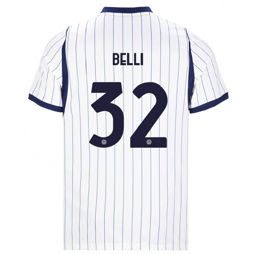 Danxen Barn Elena Belli #32 Vit Marinblå Bortatröja Matchtröjor 2026/27 Tröjor T-Tröja