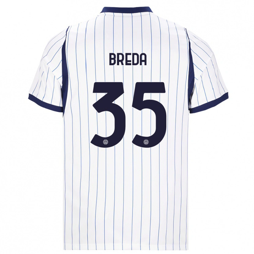 Danxen Barn Cristian Breda #35 Vit Marinblå Bortatröja Matchtröjor 2026/27 Tröjor T-Tröja
