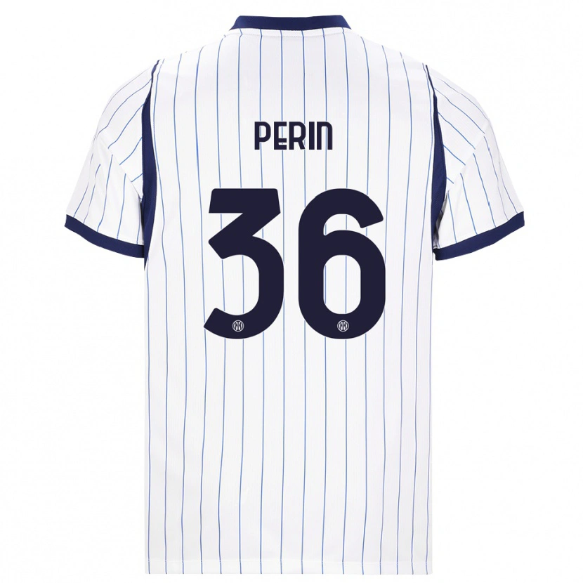 Danxen Barn Nicolo Perin #36 Vit Marinblå Bortatröja Matchtröjor 2026/27 Tröjor T-Tröja