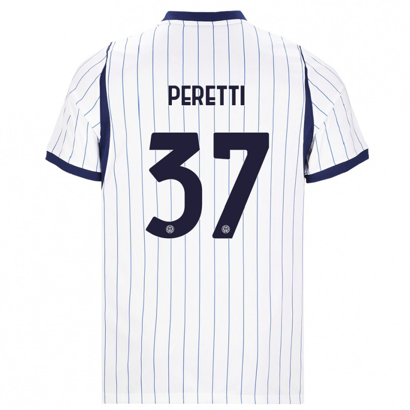 Danxen Barn Lorenzo Peretti #37 Vit Marinblå Bortatröja Matchtröjor 2026/27 Tröjor T-Tröja