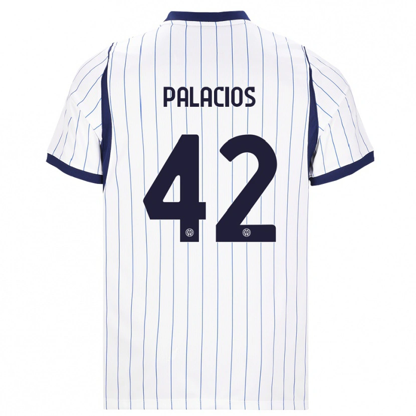 Danxen Barn Tomás Palacios #42 Vit Marinblå Bortatröja Matchtröjor 2026/27 Tröjor T-Tröja