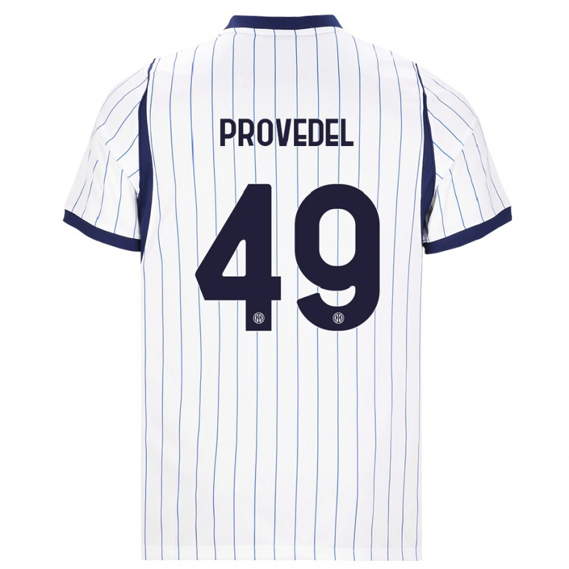 Danxen Barn Ivan Provedel #49 Vit Marinblå Bortatröja Matchtröjor 2026/27 Tröjor T-Tröja