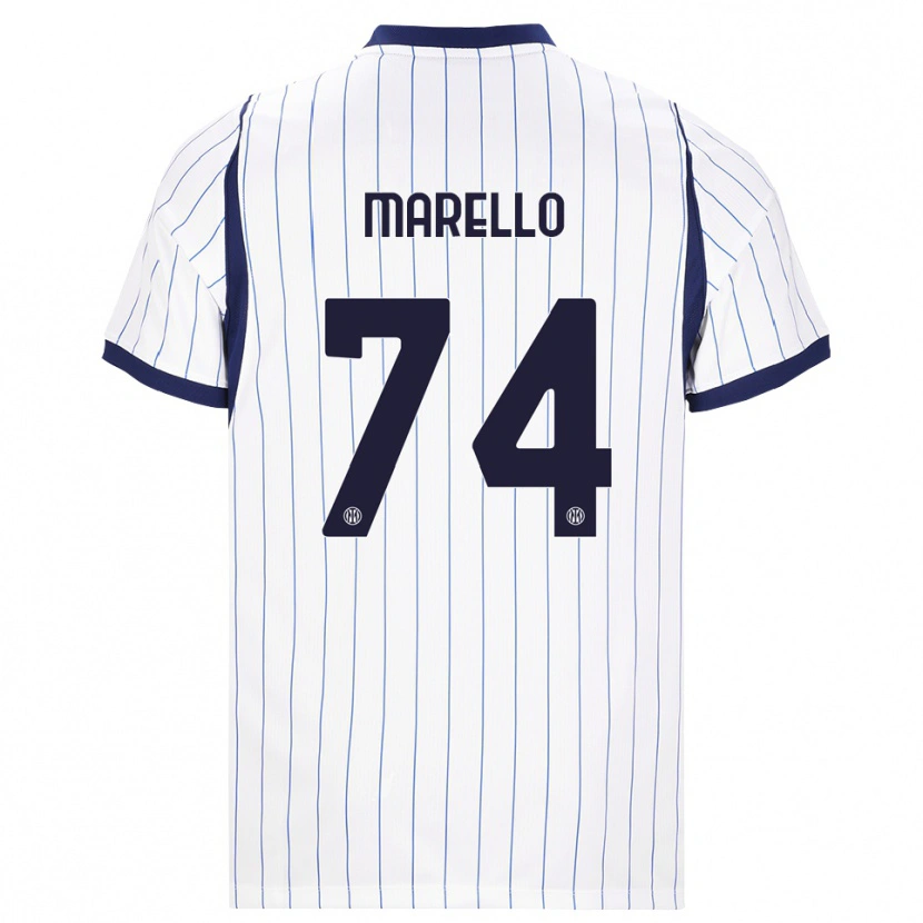 Danxen Barn Mattia Marello #74 Vit Marinblå Bortatröja Matchtröjor 2026/27 Tröjor T-Tröja